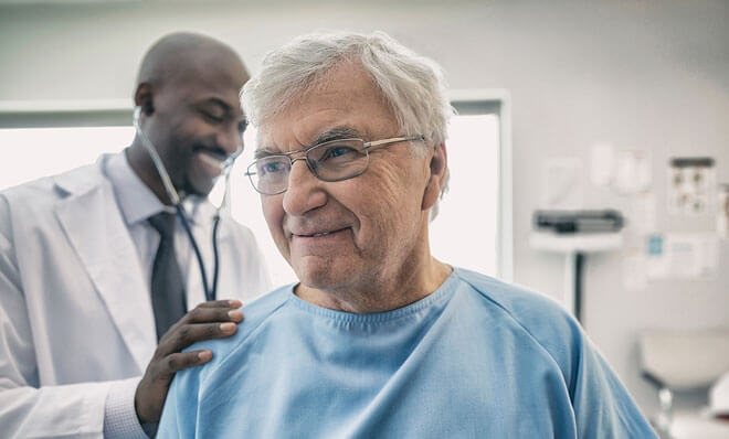 Elderly patient getting a checkup